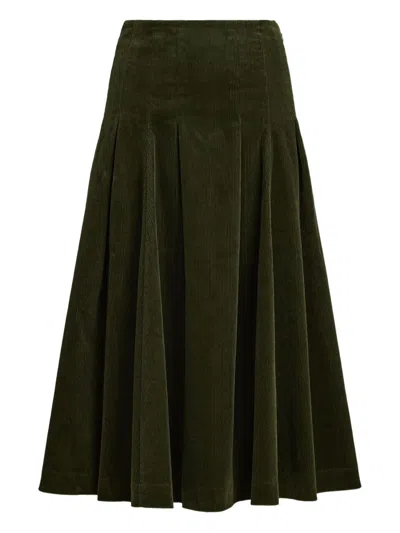 Polo Ralph Lauren Pleated Midi Skirt In Green