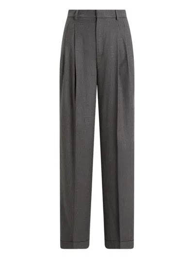Polo Ralph Lauren Pleated Palazzo Trousers In Gray