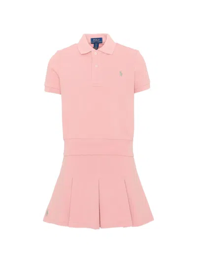 Polo Ralph Lauren Kids' Pleated Piqué Dress In Pink