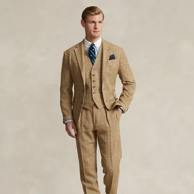Polo Ralph Lauren Pleated Plaid Tweed Suit Trouser In Brown
