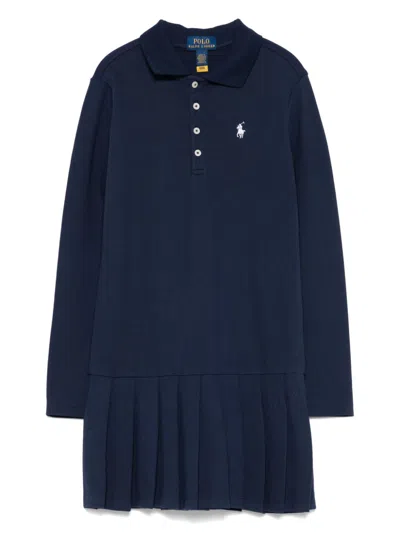 Polo Ralph Lauren Kids' Pleated Polo Dress In Newport Navy W/ White C17