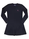Polo Ralph Lauren Pleated Polo Dress In Stretch Piqué In Navy
