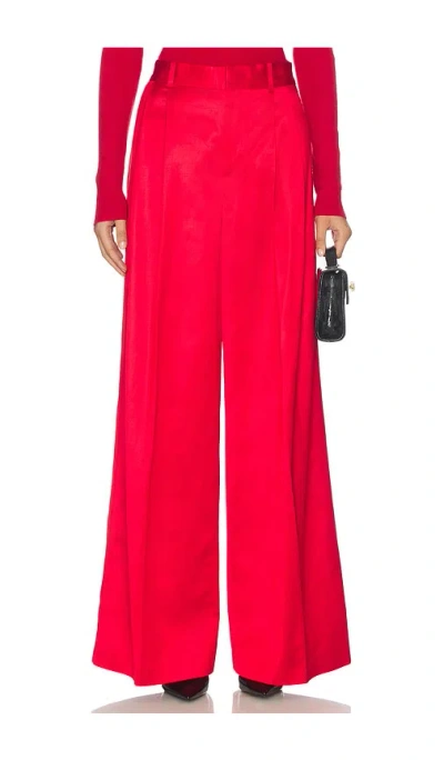 Polo Ralph Lauren Pleated Satin Wide Leg Pant In Red