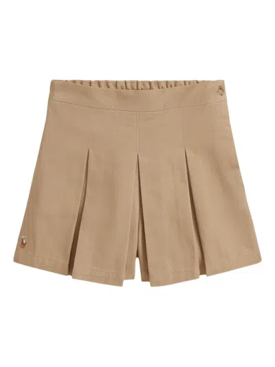 Polo Ralph Lauren Kids' Pleated Skorts In Brown