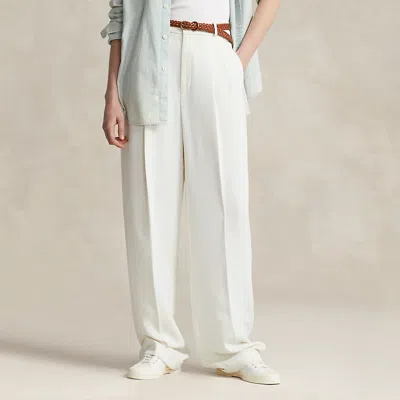 Polo Ralph Lauren Pleated Straight-leg Trouser In White