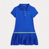 Polo Ralph Lauren Pleated Stretch Mesh Polo Dress In Cruise Royal