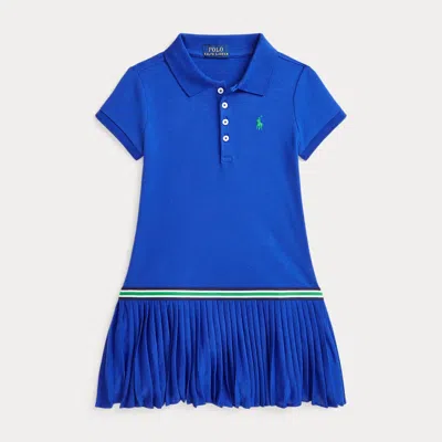 Polo Ralph Lauren Kids' Pleated Stretch Mesh Polo Dress In Cruise Royal