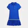 Polo Ralph Lauren Pleated Stretch Mesh Polo Dress In Cruise Royal