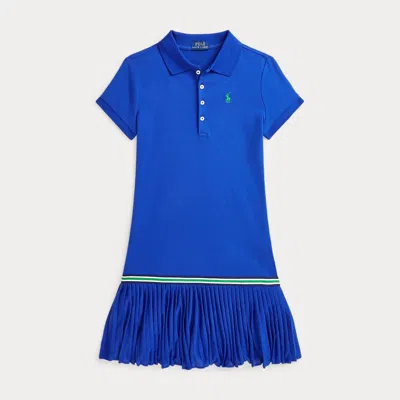 Polo Ralph Lauren Kids' Pleated Stretch Mesh Polo Dress In Cruise Royal With Stem