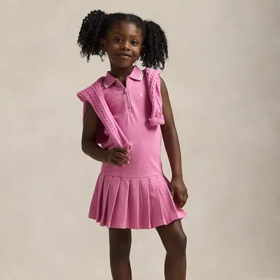 knee length dresses for ladies Ralph Lauren Girls Stretch Mesh Polo Dress in Pink