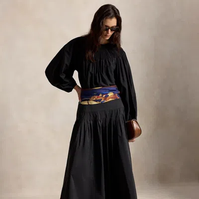 Polo Ralph Lauren Pleated Taffeta Maxi Skirt In Polo Black