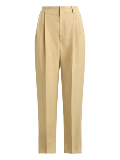 Polo Ralph Lauren Pleated Tapered Hemp Trousers In Neutral