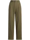 Polo Ralph Lauren Pleated Wide-leg Trousers In Green