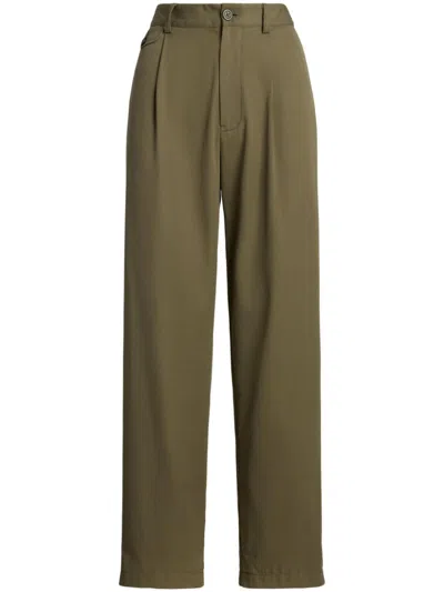 Polo Ralph Lauren Pleated Wide-leg Trousers In Green