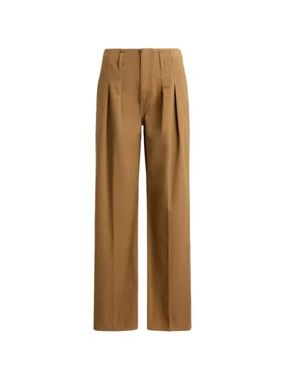 Polo Ralph Lauren Pleated Wide-leg Trousers In Brown