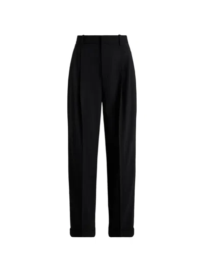 Polo Ralph Lauren Pleated-waistband Wide-leg Trousers In Black