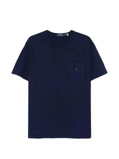Polo Ralph Lauren Midnight Blue Cotton Blended T-shirt With Logo