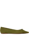 Polo Ralph Lauren Pointed Bow Suede Ballet Flat In Green