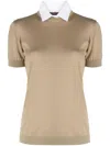 Polo Ralph Lauren Pointed-collar Layered Fine-knit Jumper In Neutrals
