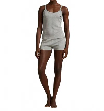 Polo Ralph Lauren Pointelle Cami & Short Sleep Set In Heather Grey In Gray