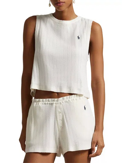Polo Ralph Lauren Pointelle Cami Short Pajamas In Egret