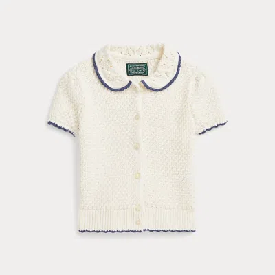Polo Ralph Lauren Kids' Pointelle-knit Cotton Cardigan In Clubhouse Cream