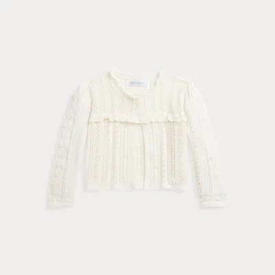 Polo Ralph Lauren Babies' Pointelle-knit Cotton-cashmere Cardigan In Nevis