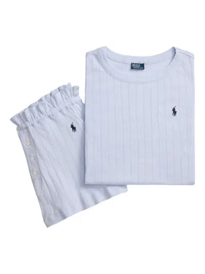 Polo Ralph Lauren Pointelle-knit Pajama Set In Blue