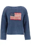 POLO RALPH LAUREN POLO RALPH LAUREN "POINTELLE KNIT PULLOVER WITH EMBROIDERED FLAG