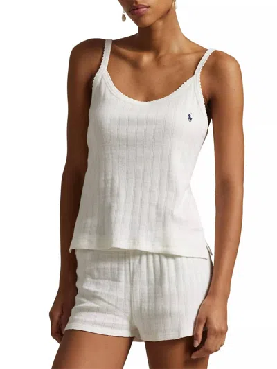 Polo Ralph Lauren Pointelle Tank Boxer Pajamas In Egret In White