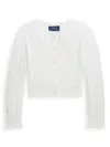 Polo Ralph Lauren Big Girls Cable-knit Cotton Cardigan In Deckwash White