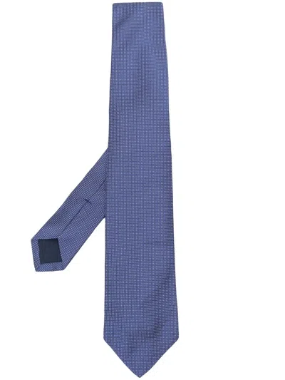 Polo Ralph Lauren Polka Dot Embroidered Silk Tie In Blau