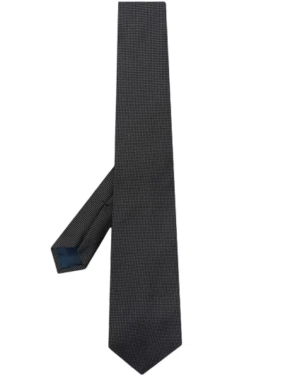 Polo Ralph Lauren Polka-dot Embroidered Silk Tie In Schwarz