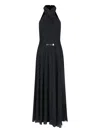 Polo Ralph Lauren Halter Neck Belted Waist Sleeveless Maxi Dress In Black  
