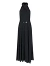 Polo Ralph Lauren Halter Neck Belted Waist Sleeveless Maxi Dress In Black/cream