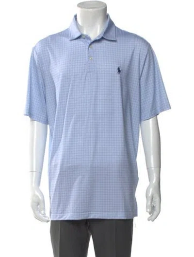 Pre-owned Polo Ralph Lauren Polka Dot Print Collar Polo Shirt In Blue