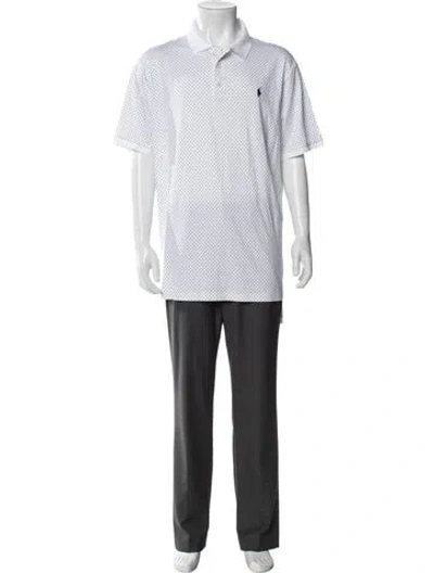 Pre-owned Polo Ralph Lauren Polka Dot Print Collar Polo Shirt In White