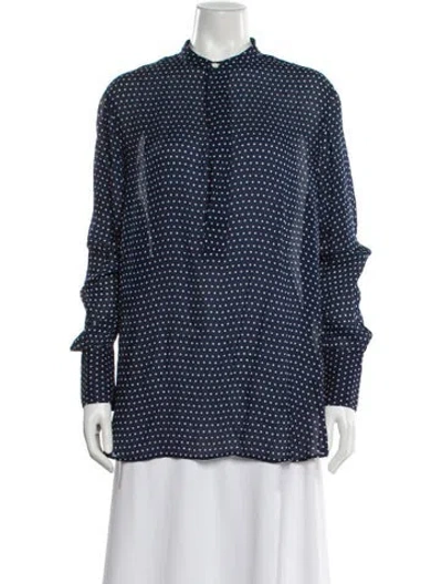Pre-owned Polo Ralph Lauren Polka Dot Print Long Sleeve Polo In Blue
