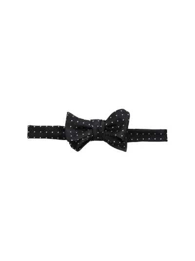 Polo Ralph Lauren Polka Dot Silk Bow Tie In Black