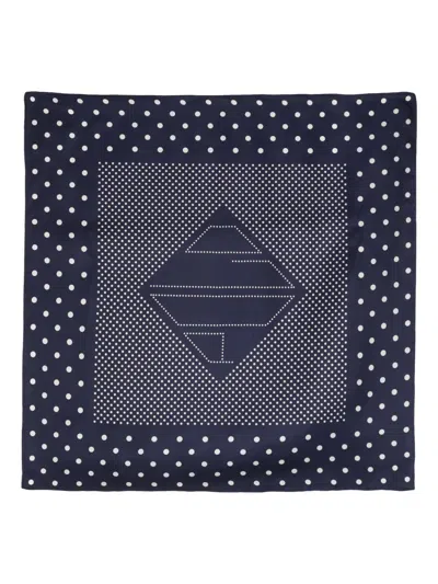 Polo Ralph Lauren Polka-dot Silk Scarf In Blue