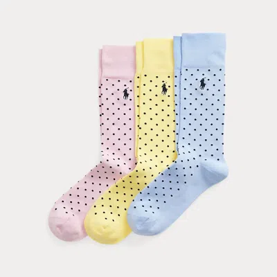 Polo Ralph Lauren Polka-dot Trouser Sock 3-pack In Blue