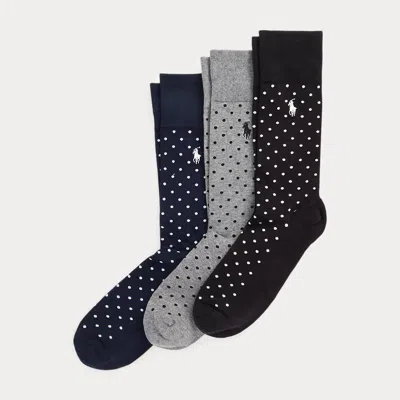 Polo Ralph Lauren Polka-dot Trouser Sock 3-pack In Black