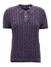 Polo Ralph Lauren Purple Polo Pony Short Sleeve Shirt In Cotton Woman In Blue