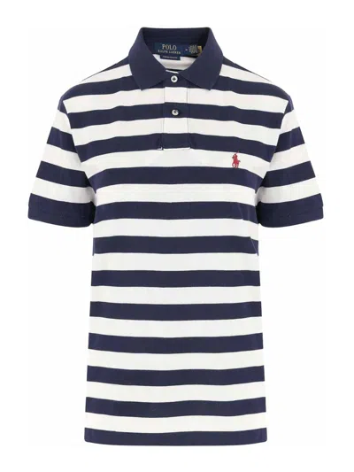 Polo Ralph Lauren Slim Fit Horizontal Striped Polo In Blue