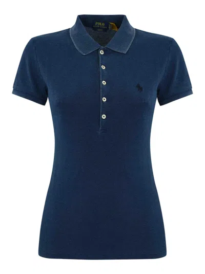 Polo Ralph Lauren Cotton Polo Shirt With Logo In Blue