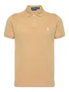 Polo Ralph Lauren Short Sleeve Polo With Contrast Logo In Beige