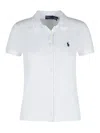 Polo Ralph Lauren Stretch Piquet Shirt With Ribbed Collar In White