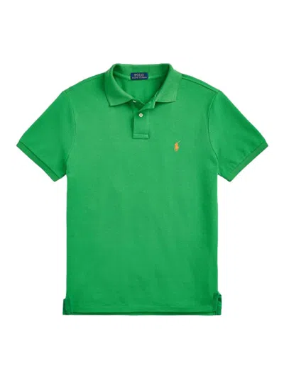 Polo Ralph Lauren Two-button Cotton Polo Shirt With Logo In Green
