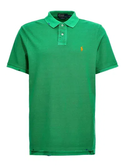 Polo Ralph Lauren Two-button Cotton Polo Shirt With Logo In Green