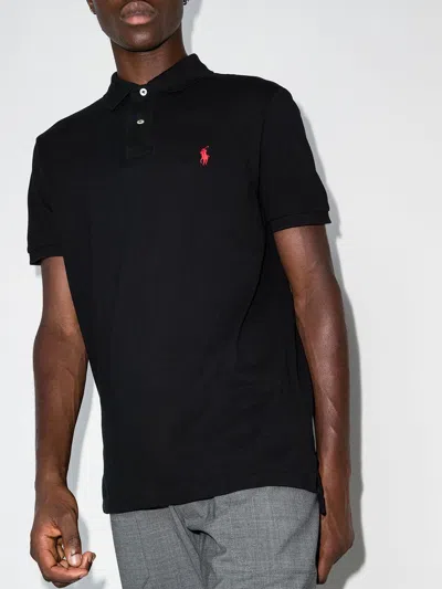 Polo Ralph Lauren Embroidered-logo Polo Shirt In Black